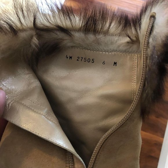 Stuart Weitzman Tan Ankle Boots with Fur Trim - Picture 6 of 6